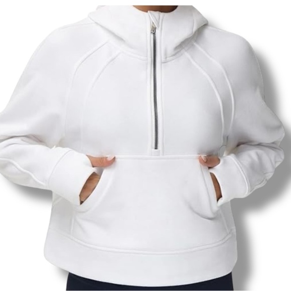 Sweaty Rocks White High Waist Crop 3/4 Zip Hoodie Pockets Sweatshirt - Picture 1 of 10